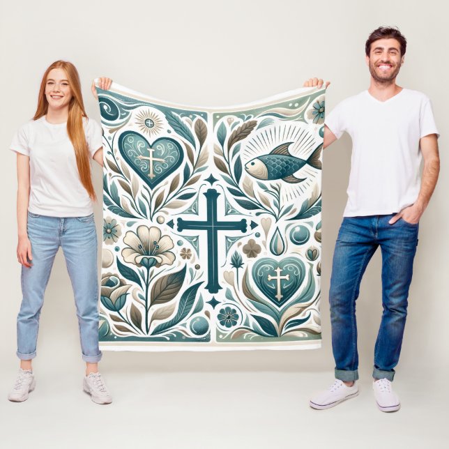 Christliches Symbol für Göttliche Embrase Fleecedecke (Beispiel)