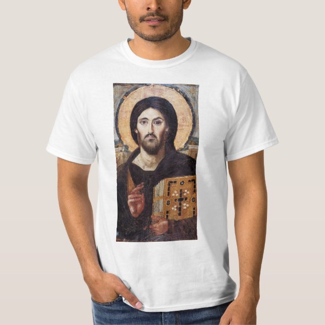 Christliches Symbol Jesus Christ Pantocrator T-Shirt (Vorderseite)