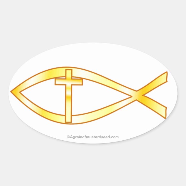 Christliches Symbol Ovaler Aufkleber (Vorderseite)