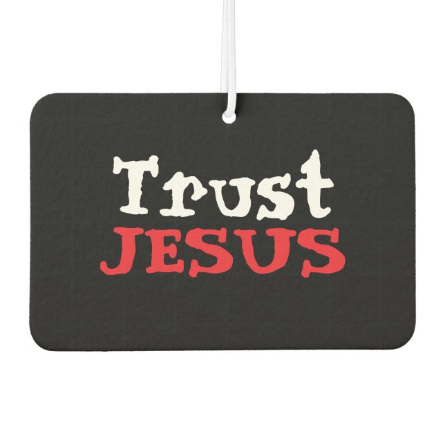 Christliches "Trust JESUS" Schwarz-weiß Autolufterfrischer (Vorderseite)