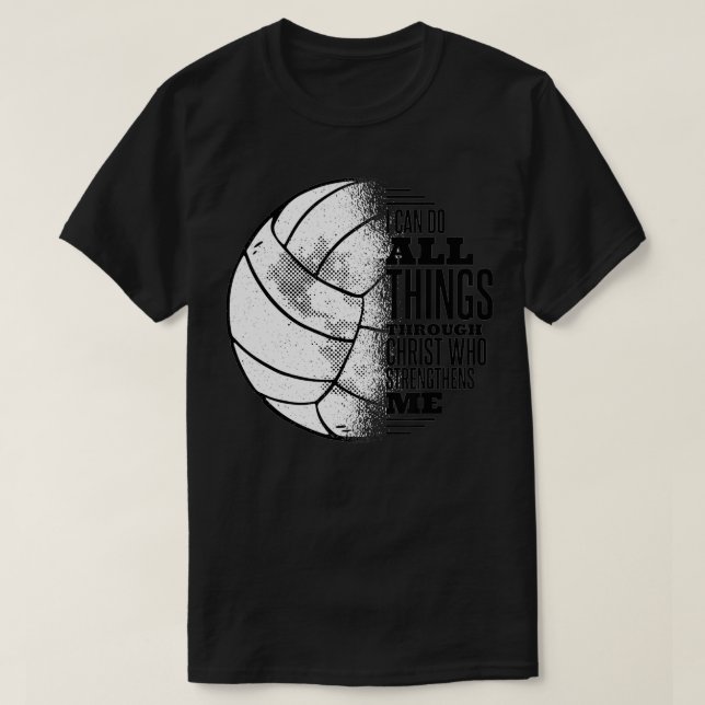 Christliches Volleyball T-Shirt kann ich alle Ding (Design vorne)
