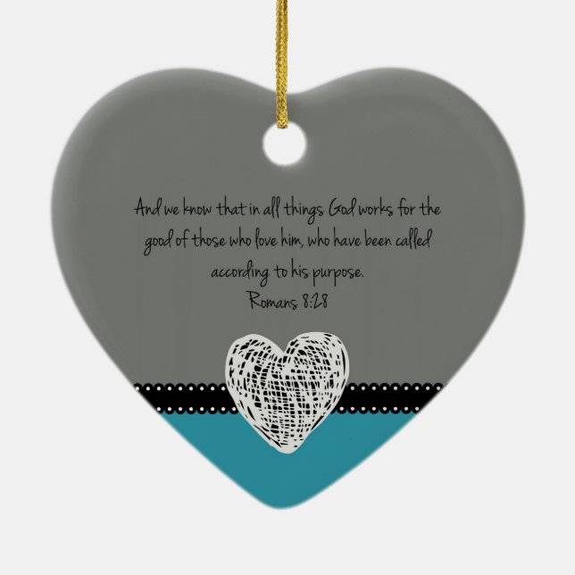 Christliches Weihnachtsbibel-Vers-Römer-8:28 Retro Keramikornament (Hinten)