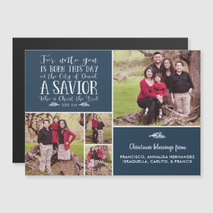 Christliches Weihnachtsbibel Verse Blue Holiday Fo Magnetkarte