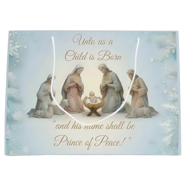 Christliches Weihnachtsdesign Große Geschenktüte (Vorderseite)