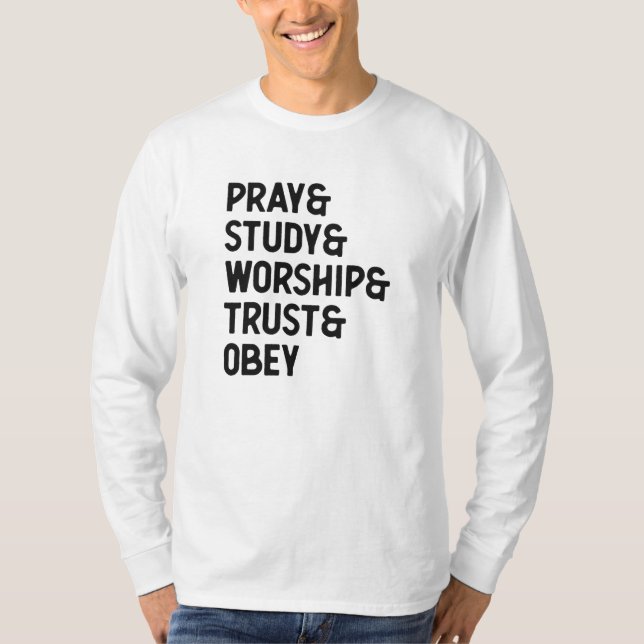 Christliches Word-Farbige Typografie-Zitat T-Shirt (Vorderseite)