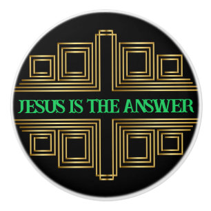 Christliches Zitat Gold Retro Print Keramikknauf