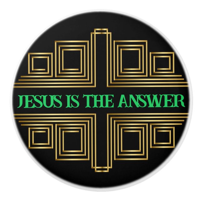 Christliches Zitat Gold Retro Print Keramikknauf (Vorderseite)