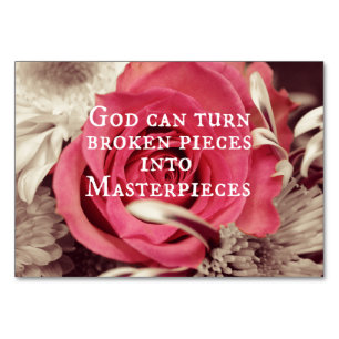 Christliches Zitat Gott kann gebrochene Stücke Tischnummer