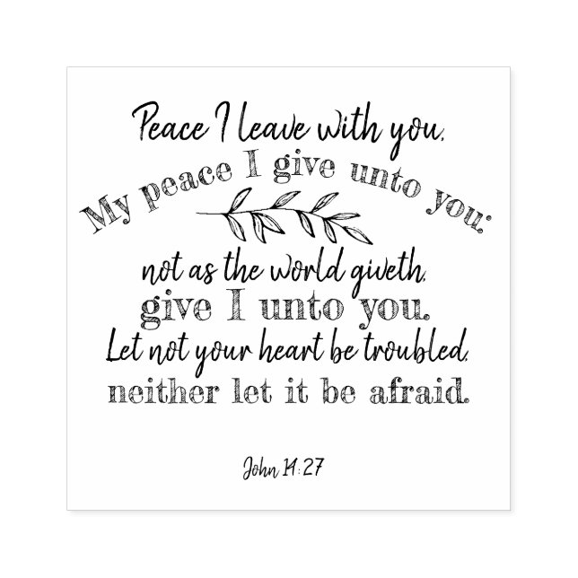 Christliches Zitat: John 14:27 Gummistempel (Prägung)