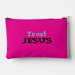 Christliches Zitat "Vertraut Jesus" in Rosa Zubehörtasche