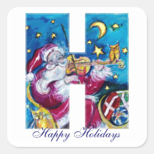 CHRISTMAL H SCHREIBEN / INSPIRIERT SANTA MONOGRAM QUADRATISCHER AUFKLEBER