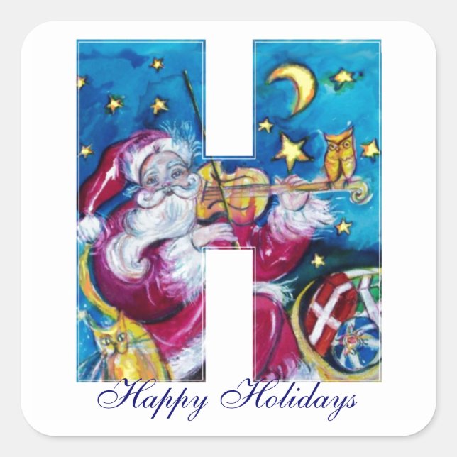 CHRISTMAL H SCHREIBEN / INSPIRIERT SANTA MONOGRAM QUADRATISCHER AUFKLEBER (Vorderseite)