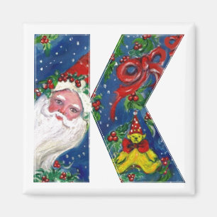 CHRISTMAL K BRIEF / SANTA RED RIBBON MONOGRAM MAGNET