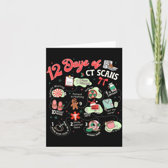 Christmas 12 Days Of Ct Technologist Cat Scan Radi Karte (Vorderseite)