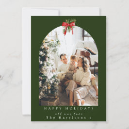 Christmas 1 Foto Arch Foliage Red Bow Feiertagskarte