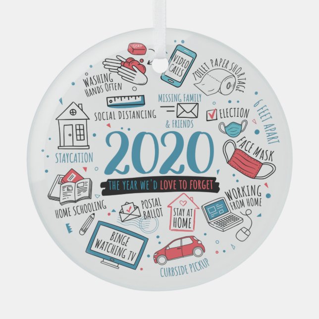 Christmas 2020 Commemorative Quarantine Activities Ornament Aus Glas (Vorderseite)