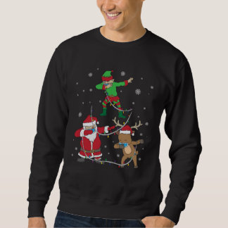 Christmas 2020 Dabbing Santa Elf Reindeer Face Mas Sweatshirt