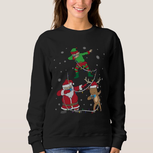Christmas 2020 Dabbing Santa Elf Reindeer Face Mas Sweatshirt (Vorderseite)
