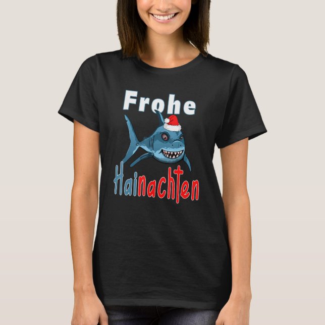 Christmas 2022 Merry Hainachten Santa Shark T-Shirt (Vorderseite)