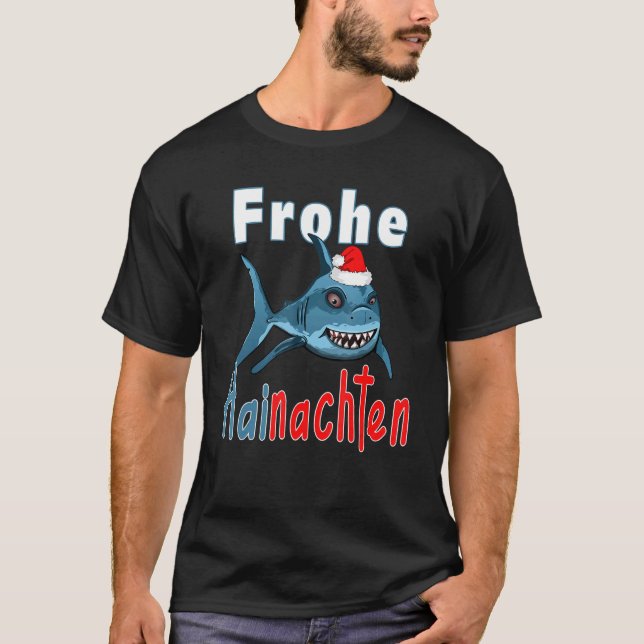 Christmas 2022 Merry Hainachten Santa Shark T-Shirt (Vorderseite)