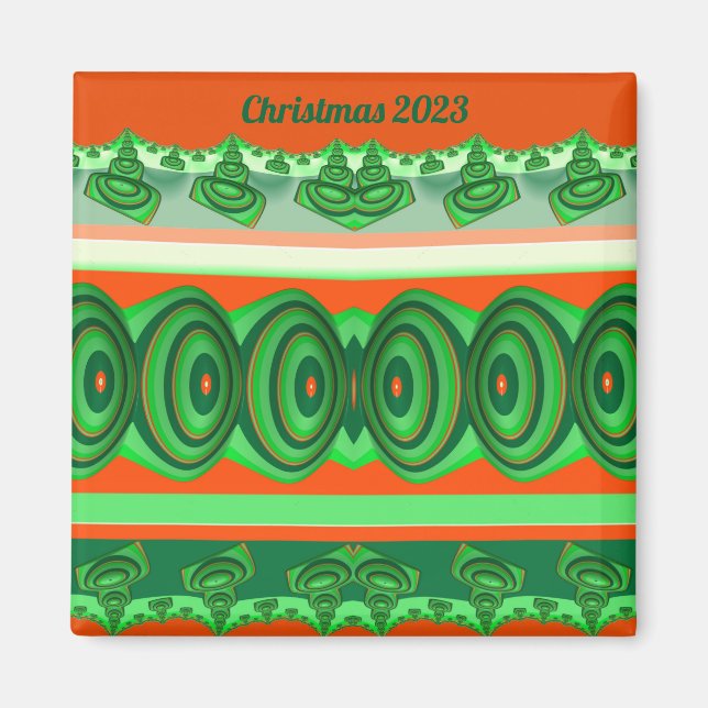 CHRISTMAS 2023 ~ 3D Fraktal rot-weiß ~ Magnet (Vorne)