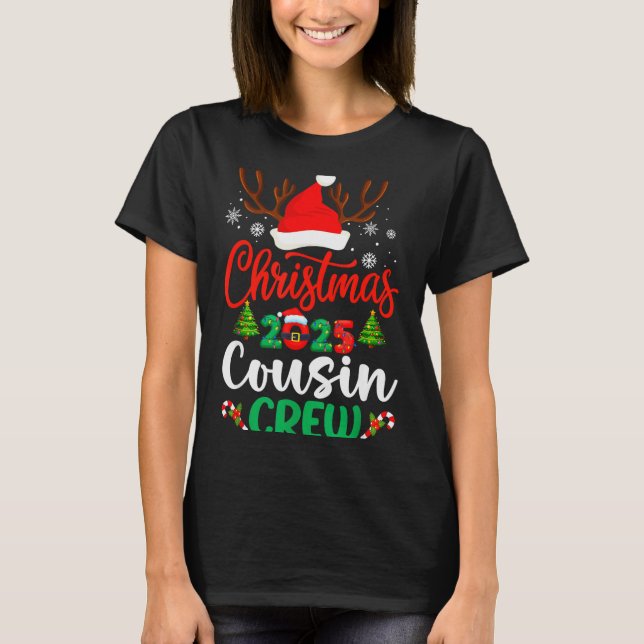 Christmas 2025 Cousin Crew Pajamas Xmas Lights Fam T-Shirt (Vorderseite)