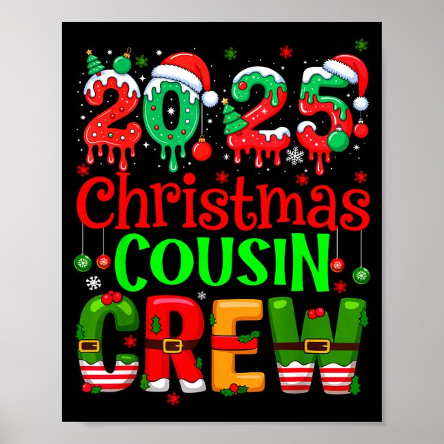 Christmas 2025 Cousin Crew Santa Hat Men Women Kid Poster (Vorne)