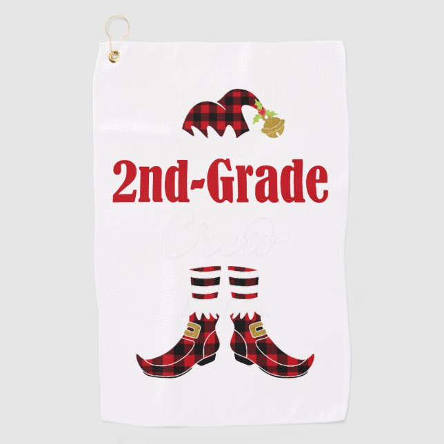 Christmas 2nd Grad Crew Elf Teacher Student Cute Golfhandtuch (Vorderseite)