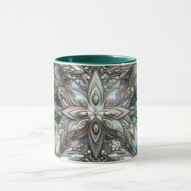 CHRISTMAS ~ 3D ~ Weiß, Grün und Silber~ Tasse (Zentrum)
