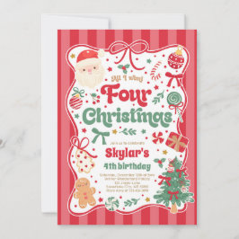 Christmas 4th Birthday Party Coquette Bow Birthday Einladung