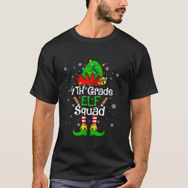 Christmas 4th Grade Elf Squad Fourth Grade Teacher T-Shirt (Vorderseite)