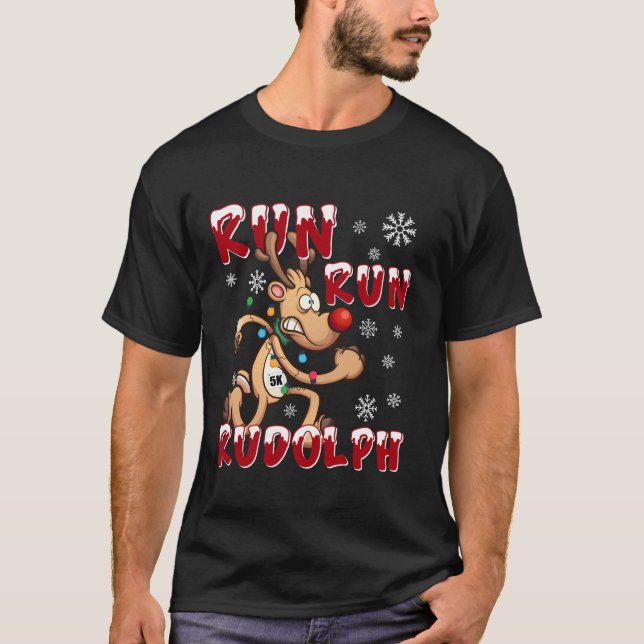 Christmas 5K Run Run Rudolph Holiday Team läuft T-Shirt (Vorderseite)