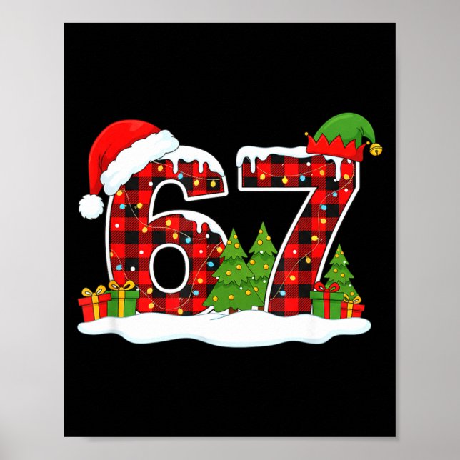 Christmas 67 Buffalo Plaid Six Seven Santa &amp; E Poster (Vorne)
