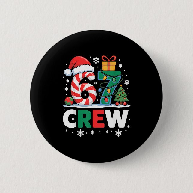 Christmas 67 Crew Brainrot Candy Cane Lichter  Button (Vorderseite)