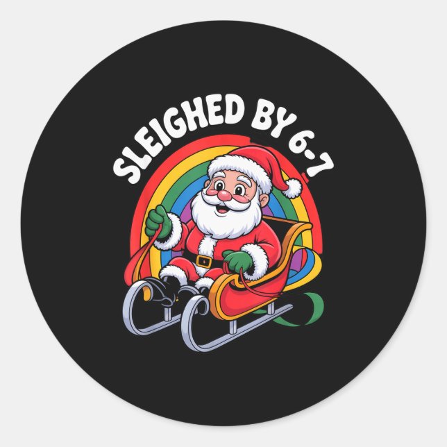 Christmas 67 Funny Xmas Six Seven Ugly Sweater 6-7 Runder Aufkleber (Vorderseite)