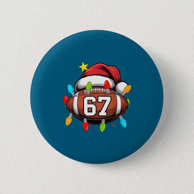 Christmas 67 Meme Football Santa Hat Funny Xmas Bo Button (Vorderseite)