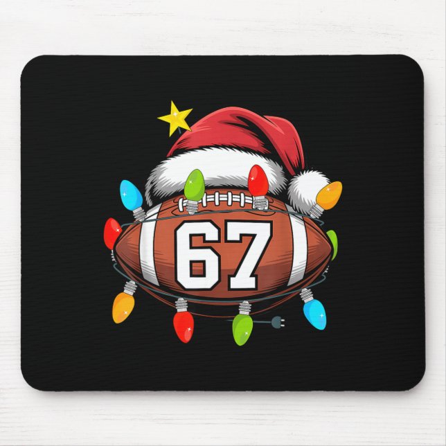 Christmas 67 Meme Football Santa Hat Funny Xmas Bo Mousepad (Vorne)