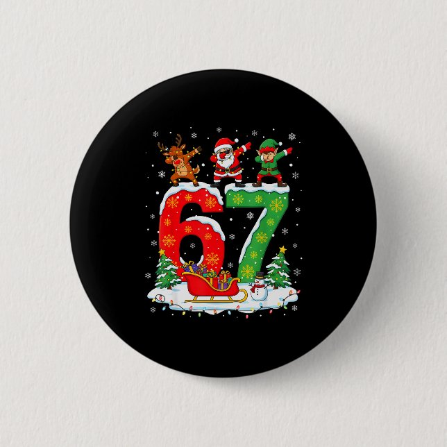 Christmas 67 Six Seven Meme Gen Alpha Reindeer San Button (Vorderseite)