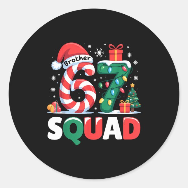Christmas 67 Squad Brother 6-7 Funny Matching Cand Runder Aufkleber (Vorderseite)