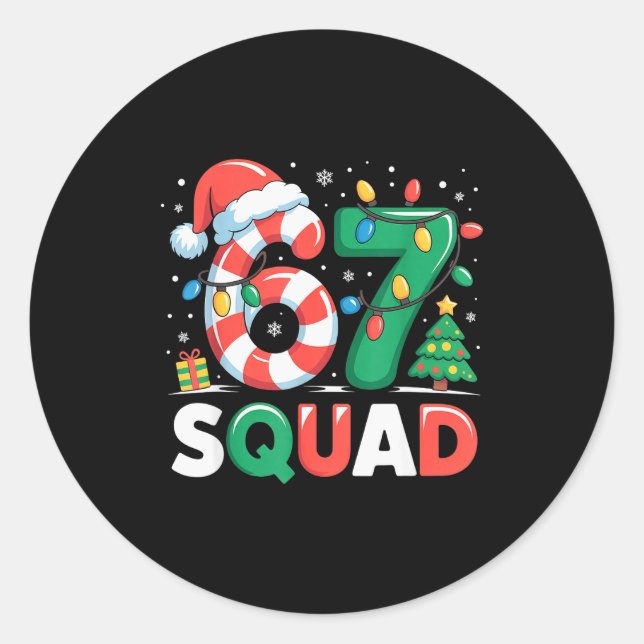 Christmas 67 Squad Funny Candy Cane Lights Holiday Runder Aufkleber (Vorderseite)