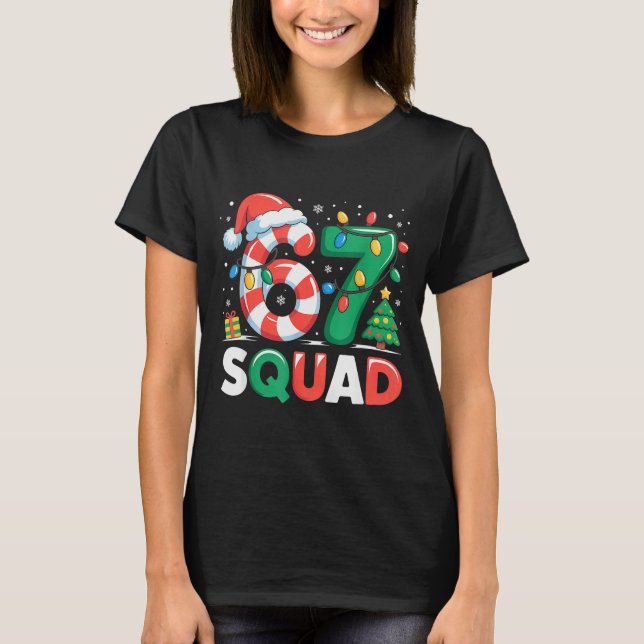 Christmas 67 Squad Funny Candy Cane Lights Holiday T-Shirt (Vorderseite)