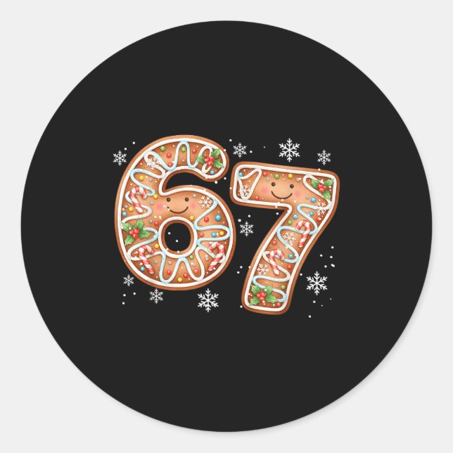 Christmas 6 7 Six Seven Funny 67 Meme Gingerbread  Runder Aufkleber (Vorderseite)
