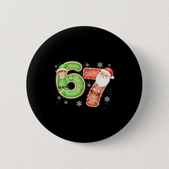 Christmas 6 7 Six Seven Funny 67 Meme Santa Claus  Button (Vorderseite)