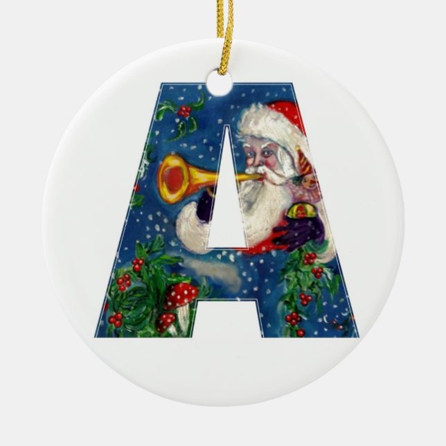 CHRISTMAS A BRIEF / SANTA CLAUS BUGLER MONOGRAM KERAMIKORNAMENT (Vorne)