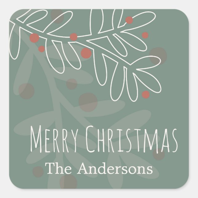 Christmas abstract mistletoe design quadratischer aufkleber (Vorderseite)