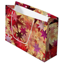 CHRISTMAS Abstrakt Red Pink Burgundy Stars Große Geschenktüte