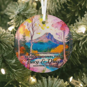 Christmas Acadia Nationalpark Maximalist Verlobt Ornament Aus Glas