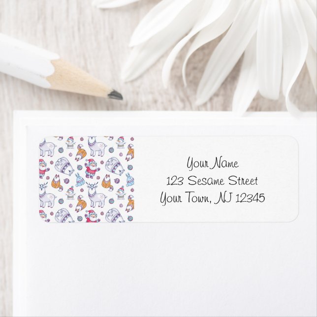 Christmas Address Labels - Reindeers and Fir Trees (Insitu)