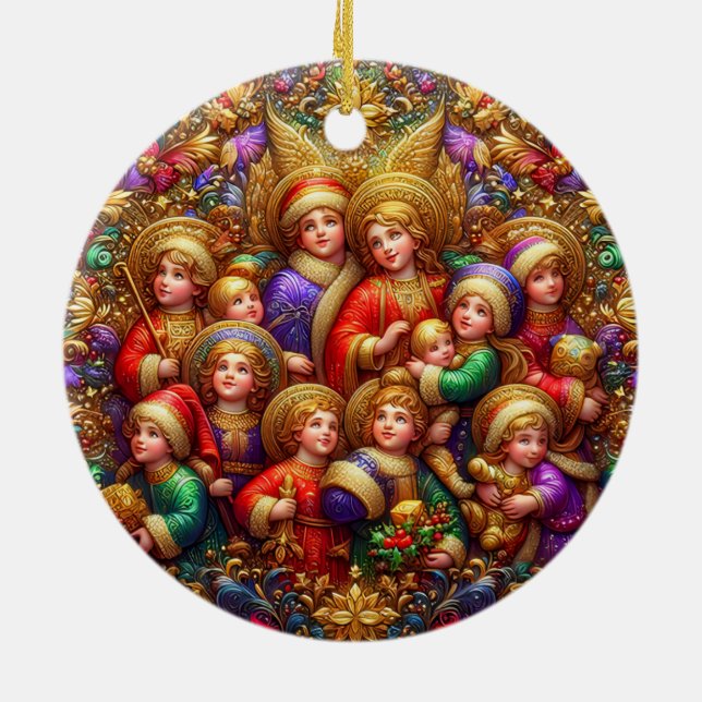 CHRISTMAS ~ Adoring Children 19. Jahrhundert ~ Keramik Ornament (Hinten)