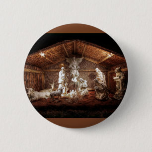 Christmas Advent Jesus Nativity Manger Scene Button